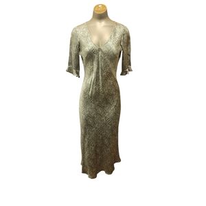 Mint Vintage Tracy Reese Silver paisley bias cut midi dress M